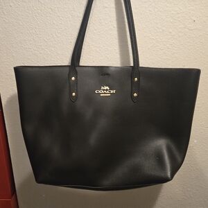 Coach Black Leather Tote Bag